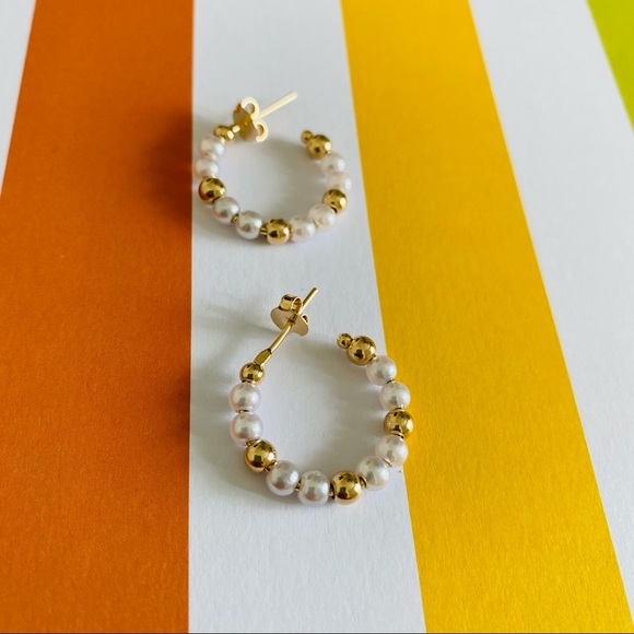 Beaded Small Hoops - Picture 2 of 9